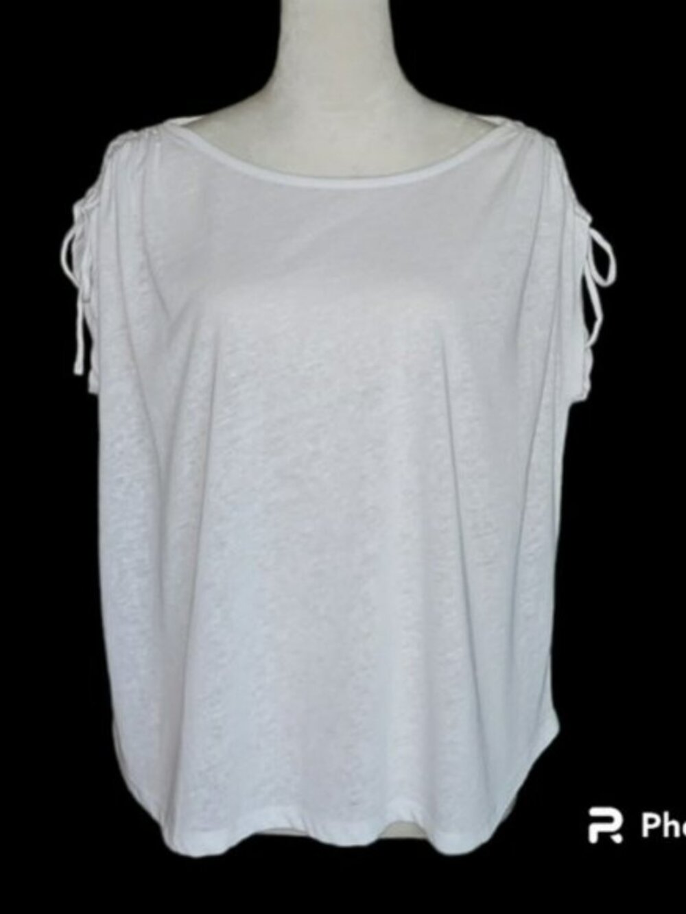 Joie White Drawstring Shoulder Linen Blend T-shirt Top XL Never Worn